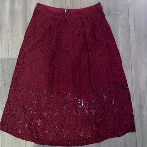 Forever21 Red/Burgundy/Maroon lace midi skirt